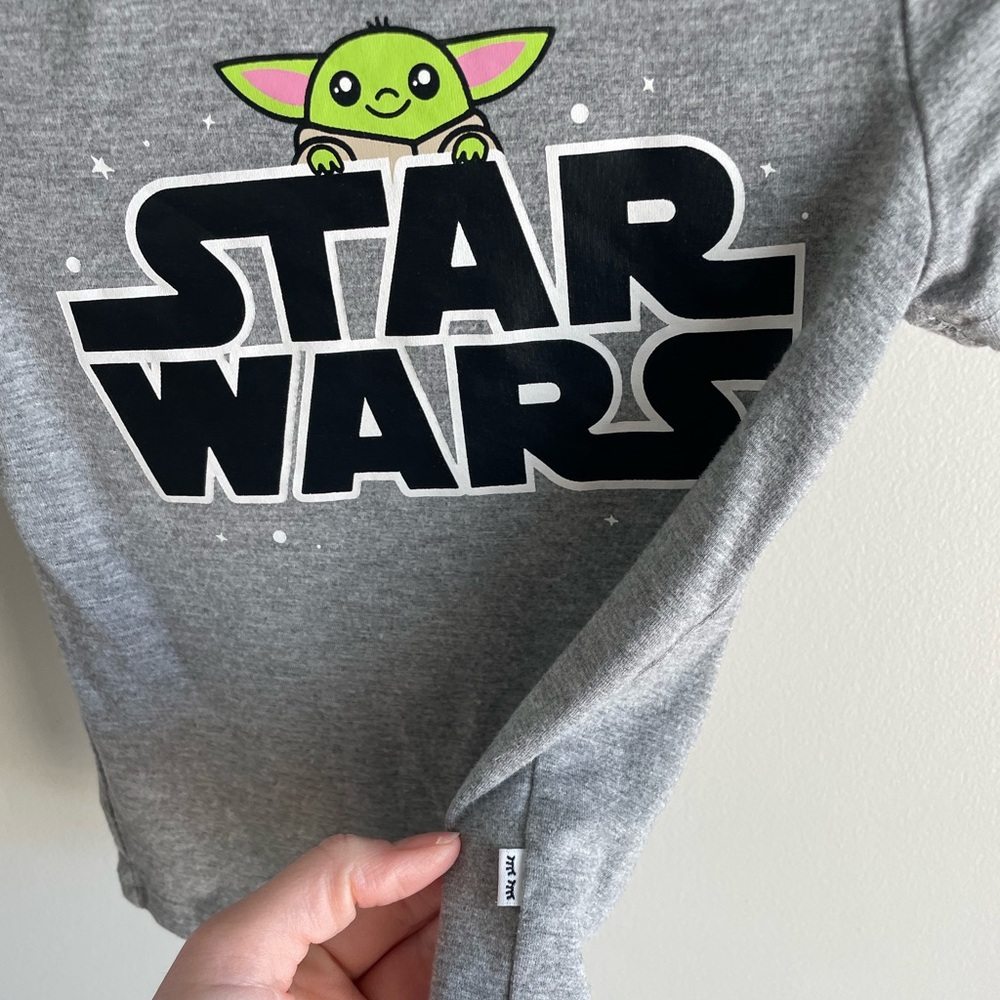 Little Sleepies Star Wars Bamboo Tee Shirt - Grey/Yoda/Stars - Size 2T - Picture 5 of 8